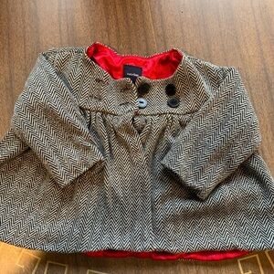 GAP Black and White Pea Coat with Flared Design and Full Length Sleeves